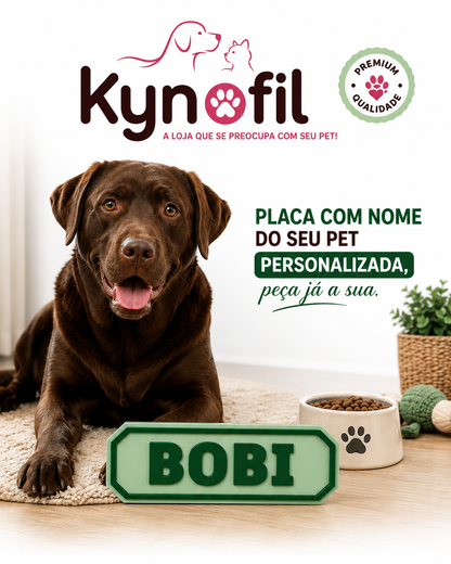 Placa Pet Personalizada com Nome – Modelo Osso com Corações | Decoração para Cachorro | Impressão 3D Premium