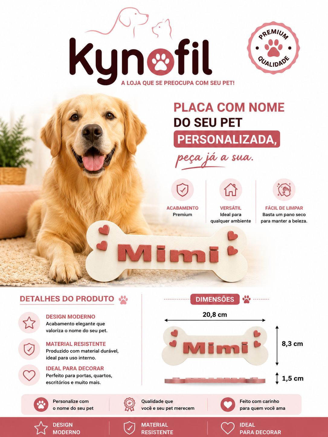 Placa com Nome do cão - O nome do seu melhor amigo merece um lugar especial. ❤️🐾