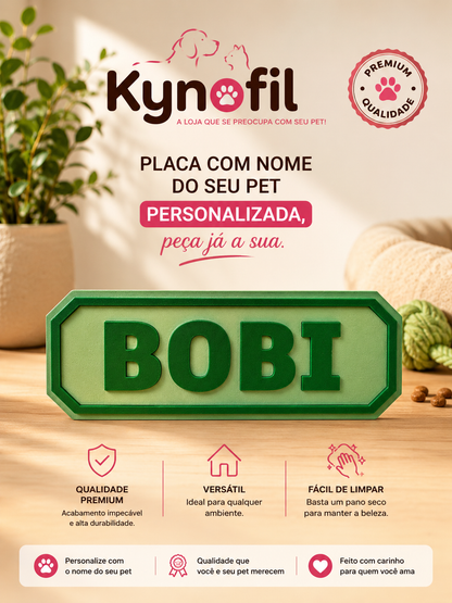 Placa Pet Personalizada com Nome – Modelo Osso com Corações | Decoração para Cachorro | Impressão 3D Premium
