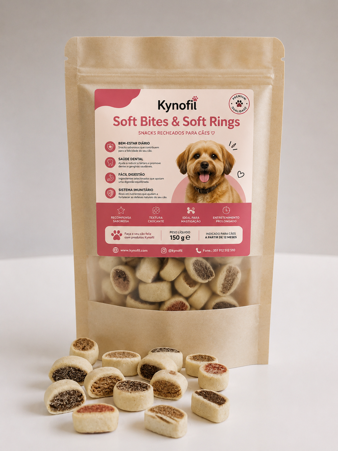Mini Soft Bites Carne – Snacks recheados sabor a carne para cão