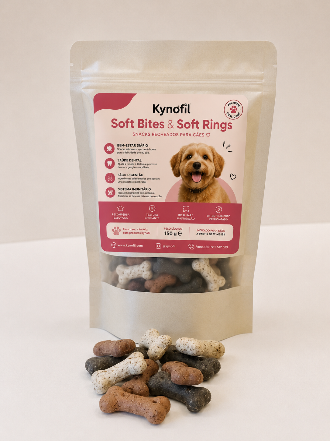 Soft Bites Cereais Kynofil – Biscoitos Mini Ossinhos Sortidos para cão